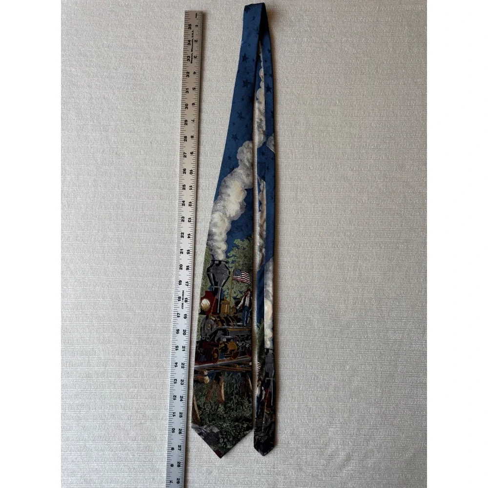 Tango by Max Raab Silk Tie Americana Series Iron Horse Steam Locomotive USA Made